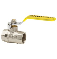 Кран шаровой AQUALINK ВР-ВР 1″ Ду25 Ру16 стандартнопроходной муфтовый для газа, латунный, внутренняя/внутренняя резьба, управление ручка-рычаг