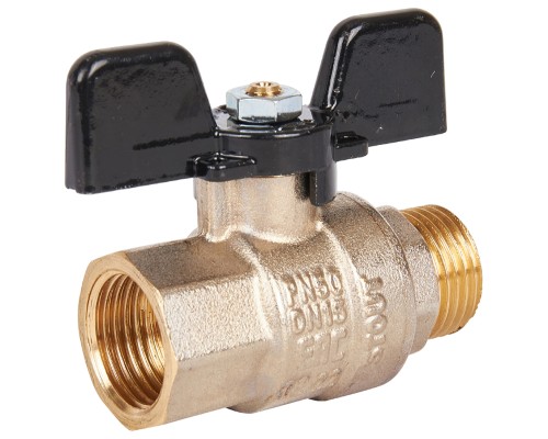 Кран шаровой STOUT SVB-0004 1/2″ Ду15 Ру50 полнопроходной муфтовый, латунный, внутренняя/наружная резьба, управление ручка-бабочка