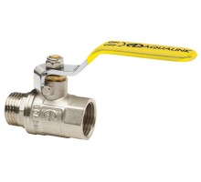 Кран шаровой AQUALINK ВР-НР 1″ Ду25 Ру16 стандартнопроходной муфтовый для газа, латунный, внутренняя/наружная резьба, управление ручка-рычаг