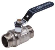 Кран шаровой AQUALINK НР-НР 1″ Ду25 Ру35 полнопроходной муфтовый, латунный, наружная/наружная резьба, управление ручка-рычаг