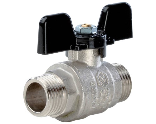Кран шаровой STOUT SVB-0006 1/2″ Ду15 Ру50 полнопроходной муфтовый, латунный, наружная/наружная резьба, управление ручка-бабочка