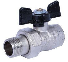 Кран шаровой BUGATTI Arizona 626 1/2” Ду15 Ру40 стандартнопроходной муфтовый для воды, латунный, внутренняя/наружная резьба, управление ручка-бабочка