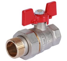Кран шаровой ROMMER RBV-0005 3/4″ Ду20 Ру40 полнопроходной муфтовый, латунный, внутренняя резьба/американка, управление ручка-бабочка