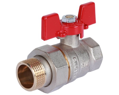 Кран шаровой ROMMER RBV-0005 3/4″ Ду20 Ру40 полнопроходной муфтовый, латунный, внутренняя резьба/американка, управление ручка-бабочка Кран шаровой ROMMER RBV-0005 3/4″ Ду20 Ру40 полнопроходной муфтовый, латунный, внутренняя резьба/американка, управление ручка-бабочка