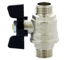 Кран шаровой BUGATTI Oregon 327 1/2'' Ду15 Ру64 полнопроходной, латунный, наружная/наружная резьба, управление ручка-бабочка
