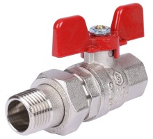 Кран шаровой STOUT SVB-1007 1/2″ Ду15 Ру50 полнопроходной муфтовый, латунный, внутренняя резьба/американка, управление ручка-бабочка