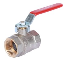 Кран шаровой ROMMER RBV-0001 1″ Ду25 Ру40 полнопроходной муфтовый, латунный, внутренняя/внутренняя резьба, управление ручка-рычаг