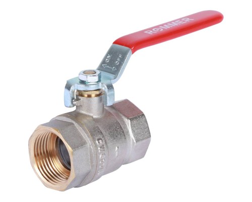 Кран шаровой ROMMER RBV-0001 1″ Ду25 Ру40 полнопроходной муфтовый, латунный, внутренняя/внутренняя резьба, управление ручка-рычаг Кран шаровой ROMMER RBV-0001 1″ Ду25 Ру40 полнопроходной муфтовый, латунный, внутренняя/внутренняя резьба, управление ручка-рычаг