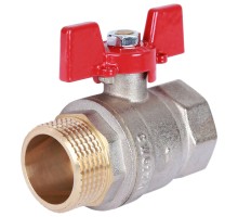 Кран шаровой ROMMER RBV-0004 1″ Ду25 Ру40 полнопроходной муфтовый, латунный, внутренняя/наружная резьба, управление ручка-бабочка