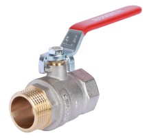 Кран шаровой ROMMER RBV-0002 1″ Ду25 Ру40 полнопроходной муфтовый, латунный, внутренняя/наружная резьба, управление ручка-рычаг