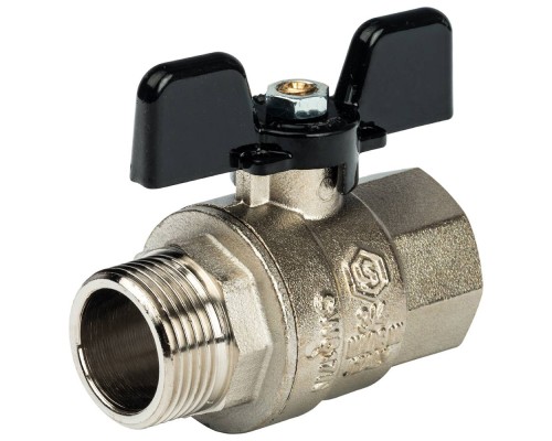 Кран шаровой STOUT SVB-0004 3/4″ Ду20 Ру50 полнопроходной муфтовый, латунный, внутренняя/наружная резьба, управление ручка-бабочка