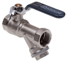 Кран шаровой AQUALINK 1″ Ду25 Ру35 с косым фильтром стандартнопроходной муфтовый со сгоном, латунный, внутренняя/внутренняя резьба, управление ручка-рычаг