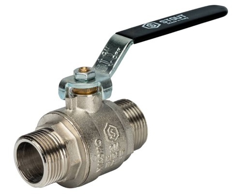 Кран шаровой STOUT SVB-0005 3/4″ Ду20 Ру50 полнопроходной муфтовый, латунный, наружная/наружная резьба, управление ручка-рычаг