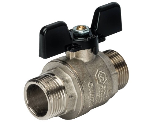 Кран шаровой STOUT SVB-0006 3/4″ Ду20 Ру50 полнопроходной муфтовый, латунный, наружная/наружная резьба, управление ручка-бабочка