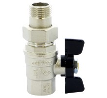 Кран шаровой BUGATTI Oregon 322 1/2'' Ду15 Ру64 полнопроходной, латунный, внутренняя/наружная резьба, управление ручка-бабочка