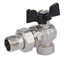 Кран шаровой BUGATTI New Jersey 994 1/2'' Ду15 Ру50 угловой стандартнопроходной, латунный, внутренняя/наружная резьба, управление ручка-бабочка