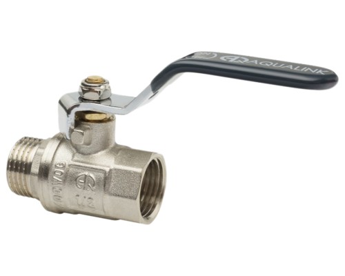 Кран шаровой AQUALINK ВР-НР 1 1/4″ Ду32 Ру25 полнопроходной муфтовый, латунный, внутренняя/наружная резьба, управление ручка-рычаг Кран шаровой AQUALINK ВР-НР 1 1/4″ Ду32 Ру25 полнопроходной муфтовый, латунный, внутренняя/наружная резьба, управление ручка-рычаг