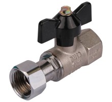 Кран шаровой STOUT SVB-0009 1/2″х1/2″ Ду15x15 Ру30 стандартнопроходной муфтовый, латунный, внутренняя резьба/накидная гайка, управление ручка-бабочка
