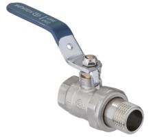 Кран шаровой AQUALINK 1″ Ду25 Ру35 полнопроходной муфтовый со сгоном, латунный, внутренняя/наружная резьба, управление ручка-рычаг