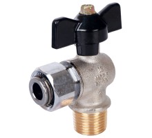 Кран шаровой STOUT SVB-0010 1/2″х1/2″ Ду15x15 Ру20 стандартнопроходной муфтовый, латунный, наружная резьба/накидная гайка, управление ручка-бабочка