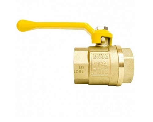 Кран шаровой STI для газа 1 1/4″ Ду32 Ру16 муфтовый (муфта-муфта) полнопроходной, рычаг, корпус - латунь Кран шаровой STI для газа 1 1/4″ Ду32 Ру16 муфтовый (муфта-муфта) полнопроходной, рычаг, корпус - латунь
