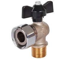 Кран шаровой STOUT SVB-0010 1/2″х3/4″ Ду15x20 Ру20 стандартнопроходной муфтовый, латунный, наружная резьба/накидная гайка, управление ручка-бабочка