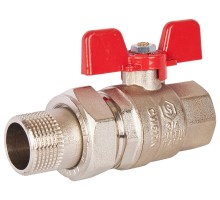Кран шаровой STOUT SVB-1007 3/4″ Ду20 Ру50 полнопроходной муфтовый, латунный, внутренняя резьба/американка, управление ручка-бабочка