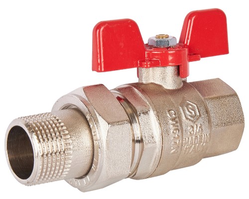 Кран шаровой STOUT SVB-1007 3/4″ Ду20 Ру50 полнопроходной муфтовый, латунный, внутренняя резьба/американка, управление ручка-бабочка Кран шаровой STOUT SVB-1007 3/4″ Ду20 Ру50 полнопроходной муфтовый, латунный, внутренняя резьба/американка, управление ручка-бабочка