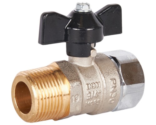 Кран шаровой STOUT SVB-1009 1/2″х3/4″ Ду15x20 Ру20 стандартнопроходной муфтовый, латунный, наружная резьба/накидная гайка, управление ручка-бабочка Кран шаровой STOUT SVB-1009 1/2″х3/4″ Ду15x20 Ру20 стандартнопроходной муфтовый, латунный, наружная резьба/накидная гайка, управление ручка-бабочка