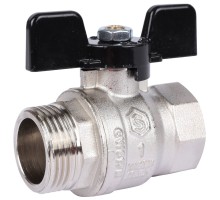 Кран шаровой STOUT SVB-0014 1″ Ду25 Ру32 стандартнопроходной муфтовый, латунный, внутренняя/наружная резьба, управление ручка-бабочка