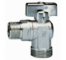 Кран шаровой Cimberio CIM 39 1/2"х3/4" Ду15х20 Ру16, угловой, стандартнопроходной, наружная/наружная резьба, для стиральных машин, управление ручка-бабочка