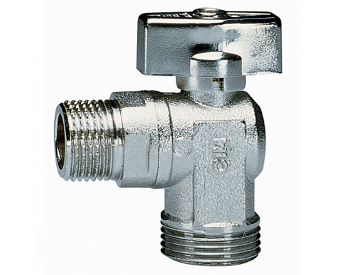 Кран шаровой Cimberio CIM 39 1/2"х3/4" Ду15х20 Ру16, угловой, стандартнопроходной, наружная/наружная резьба, для стиральных машин, управление ручка-бабочка Кран шаровой Cimberio CIM 39 1/2"х3/4" Ду15х20 Ру16, угловой, стандартнопроходной, наружная/наружная резьба, для стиральных машин, управление ручка-бабочка
