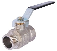 Кран шаровой STOUT SVB-0013 1″ Ду25 Ру32 стандартнопроходной муфтовый, латунный, внутренняя/наружная резьба, управление ручка-рычаг