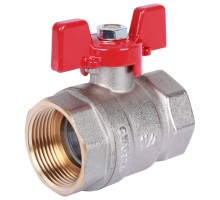 Кран шаровой ROMMER RBV-0003 1 1/4″ Ду32 Ру40 полнопроходной муфтовый, латунный, внутренняя/внутренняя резьба, управление ручка-бабочка