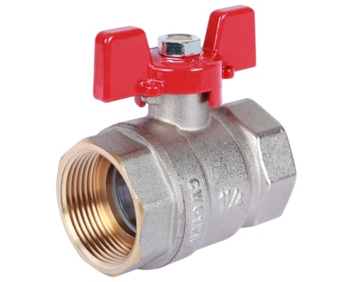 Кран шаровой ROMMER RBV-0003 1 1/4″ Ду32 Ру40 полнопроходной муфтовый, латунный, внутренняя/внутренняя резьба, управление ручка-бабочка Кран шаровой ROMMER RBV-0003 1 1/4″ Ду32 Ру40 полнопроходной муфтовый, латунный, внутренняя/внутренняя резьба, управление ручка-бабочка