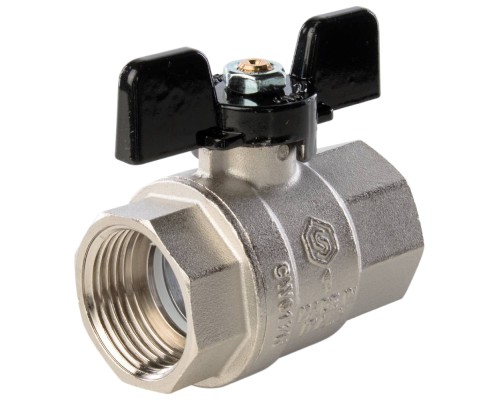 Кран шаровой STOUT SVB-0002 1″ Ду25 Ру40 полнопроходной муфтовый, латунный, внутренняя/внутренняя резьба, управление ручка-бабочка