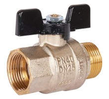 Кран шаровой STOUT SVB-0004 1″ Ду25 Ру40 полнопроходной муфтовый, латунный, внутренняя/наружная резьба, управление ручка-бабочка
