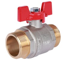 Кран шаровой ROMMER RBV-0007 1 1/4″ Ду32 Ру40 полнопроходной муфтовый, латунный, наружная/наружная резьба, управление ручка-бабочка