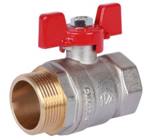 Кран шаровой ROMMER RBV-0004 1 1/4″ Ду32 Ру40 полнопроходной муфтовый, латунный, внутренняя/наружная резьба, управление ручка-бабочка