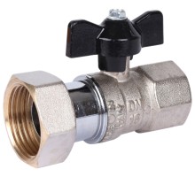 Кран шаровой STOUT SVB-0009 3/4″x1″ Ду20x25 Ру30 стандартнопроходной муфтовый, латунный, внутренняя резьба/накидная гайка, управление ручка-бабочка