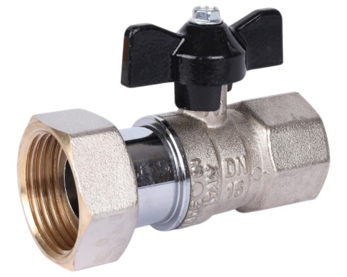 Кран шаровой STOUT SVB-0009 3/4″x1″ Ду20x25 Ру30 стандартнопроходной муфтовый, латунный, внутренняя резьба/накидная гайка, управление ручка-бабочка Кран шаровой STOUT SVB-0009 3/4″x1″ Ду20x25 Ру30 стандартнопроходной муфтовый, латунный, внутренняя резьба/накидная гайка, управление ручка-бабочка