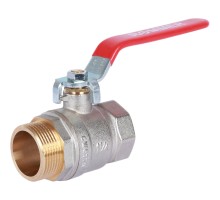 Кран шаровой ROMMER RBV-0002 1 1/4″ Ду32 Ру40 полнопроходной муфтовый, латунный, внутренняя/наружная резьба, управление ручка-рычаг
