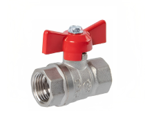 Кран шаровой ГАЛЛОП Стандарт 230 никель 1/2″ (аналог 11б27п1) Ду15 Py40 ВР-ВР полнопроходной, управление ручка-бабочка, корпус - латунь