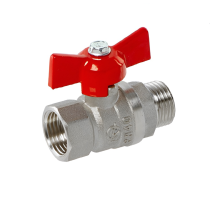 Кран шаровой ГАЛЛОП Стандарт 231 никель 1/2″ Ду15 Py40 ВР-НР полнопроходной, управление ручка-бабочка, корпус - латунь