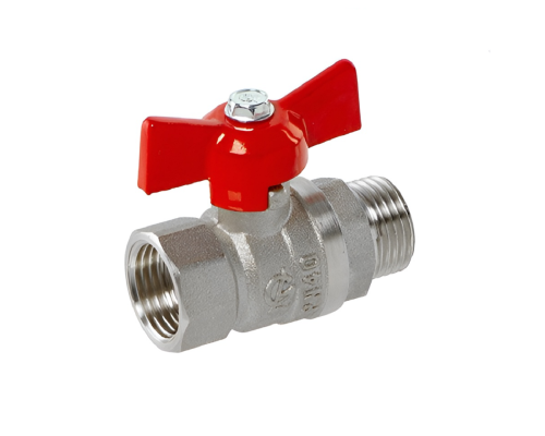 Кран шаровой ГАЛЛОП Стандарт 231 никель 1/2″ Ду15 Py40 ВР-НР полнопроходной, управление ручка-бабочка, корпус - латунь Кран шаровой ГАЛЛОП Стандарт 231 никель 1/2″ Ду15 Py40 ВР-НР полнопроходной, управление ручка-бабочка, корпус - латунь