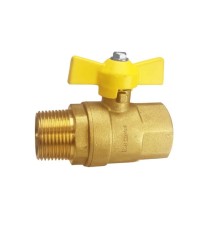 Кран шаровой REMSAN Ду15 Ру16 полнопроходной муфтовый для газа, г/ш, латунный, внутренняя / наружная резьба, ручка-бабочка