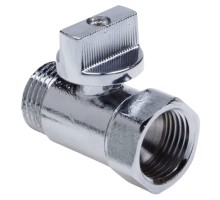 Кран шаровой AQUALINK Мини ВР-НР 1/2″ Ду15 Ру10 Cr неполнопроходной муфтовый, латунный, внутренняя/наружная резьба, управление ручка-флажок