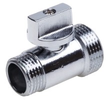 Кран шаровой AQUALINK Мини НР-НР 1/2″х3/4″ Ду15x20 Ру10 Cr неполнопроходной муфтовый, латунный, наружная/наружная резьба, управление ручка-флажок