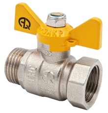 Кран шаровой AQUALINK ВР-НР 1/2″ Ду15 Ру16 стандартнопроходной муфтовый для газа, латунный, внутренняя/наружная резьба, управление ручка-бабочка