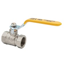 Кран шаровой AQUALINK ВР-ВР 1/2″ Ду15 Ру16 стандартнопроходной муфтовый для газа, латунный, внутренняя/внутренняя резьба, управление ручка-рычаг